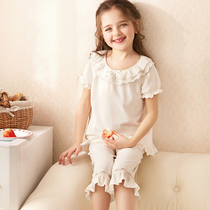 RoseTree children summer pyjamas girl thin cotton short sleeve suit little girl princess babys home dress