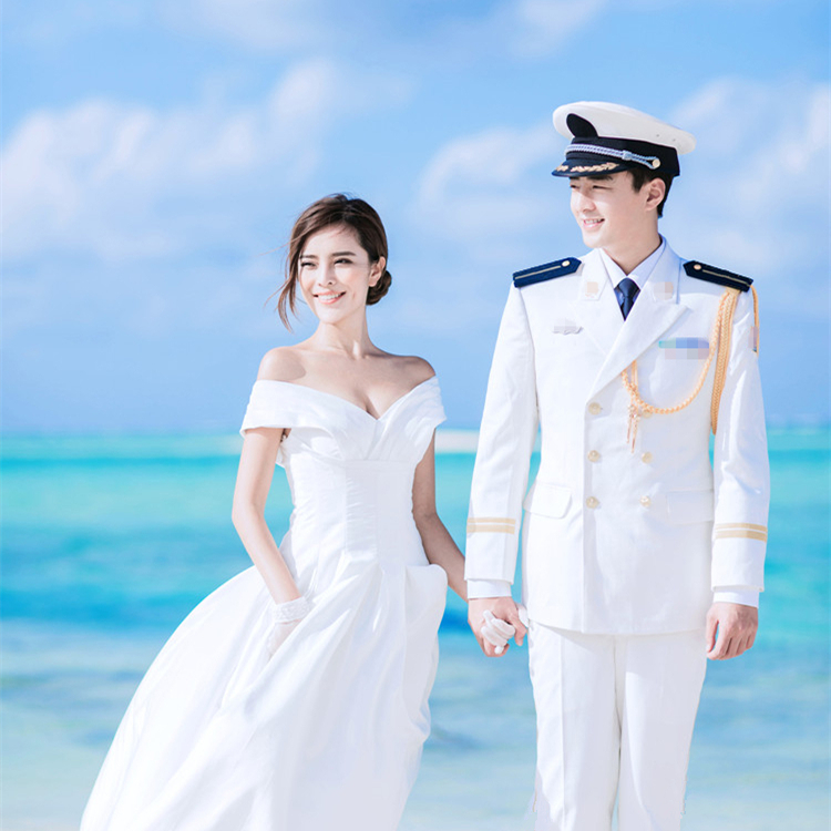 白色海军制服婚纱主题写真国旗护卫仪仗队常服礼服公司年会演出服_7折