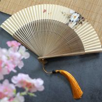 China Wind Imitation Ancient String Paper Fan Bifacial Retro Female Style Fan Bamboo Ancient Wind 6 Inch Classical Gift Craft Fan Gift