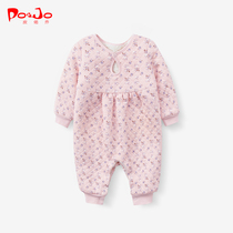 Piao Qiao winter clothes newborn baby jumpsuit baby clothes out thick warm clothes climbing clothes