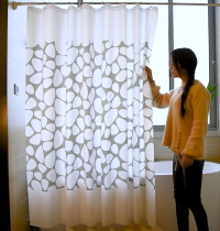 Plastic shower curtain set with telescopic rod straight rod hole-free waterproof thickened mildew-proof opaque bathroom partition curtains