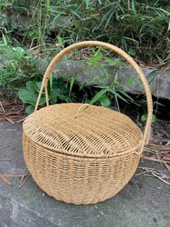 Extra large capacity rattan-proof picnic blue belt cover portable egg storage bye basket wedding celebration pure handmade large basket