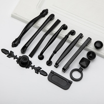 American black handle Modern minimalist cabinet shoe cabinet Wardrobe door handle European drawer round single hole small handle