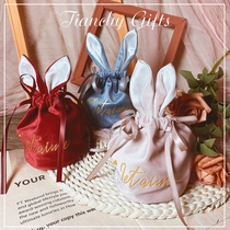 Rabbit ears high-grade wedding velvet candy bag Net red wedding candy box Full moon candy flannel bag sugar box