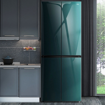 TCL household 398 liters air-cooled frost-free variable frequency refrigerator double door ultra-thin cross 4 four door stained glass