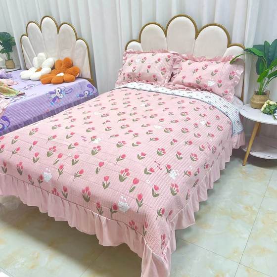 Lace bed cover four seasons universal bed sheets bed cover large size double bed skirt three-piece set with lace 230*240 Lace bed cover four seasons universal bed sheets bed cover large size double bed skirt three-piece set with lace 230*240