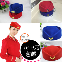 Wool flight hostess hat Red female beret band performance dance hat student performance hat uniform hat