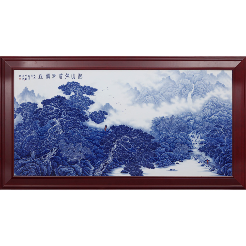 Jingdezhen ceramics hand - made scenery of blue and white porcelain porcelain plate paintings of Chinese style adornment sitting room sofa setting wall hang a picture