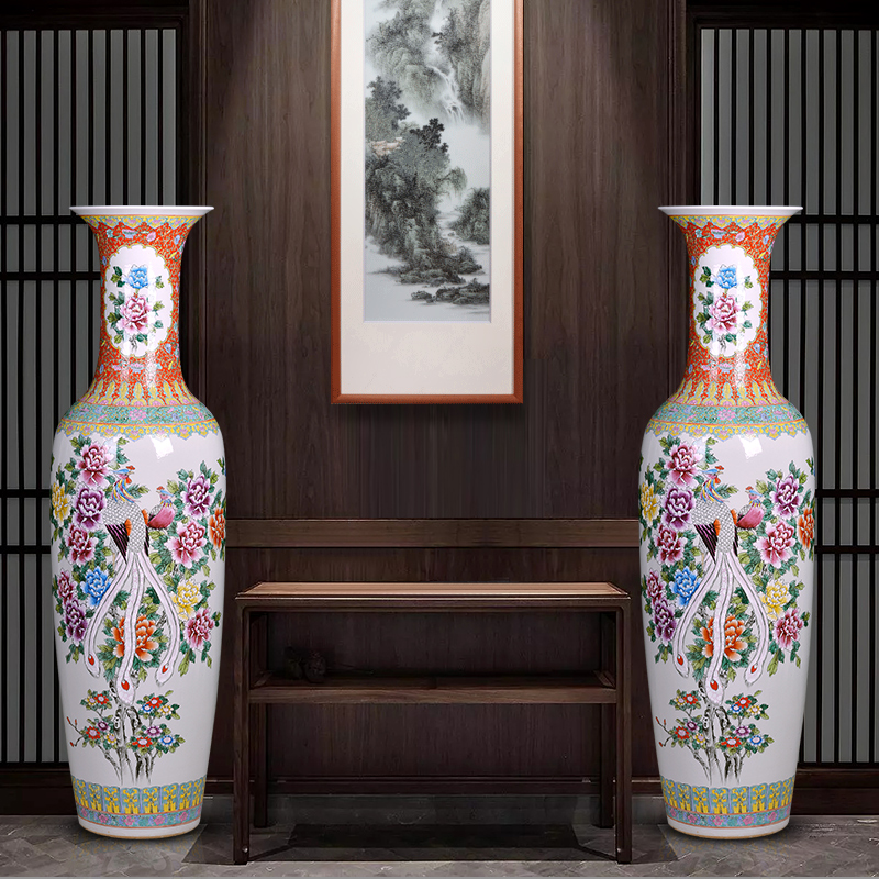 Jingdezhen hand - made ceramic floor large vases, notes tong heavy prosperous Chinese style of new home sitting room adornment is placed