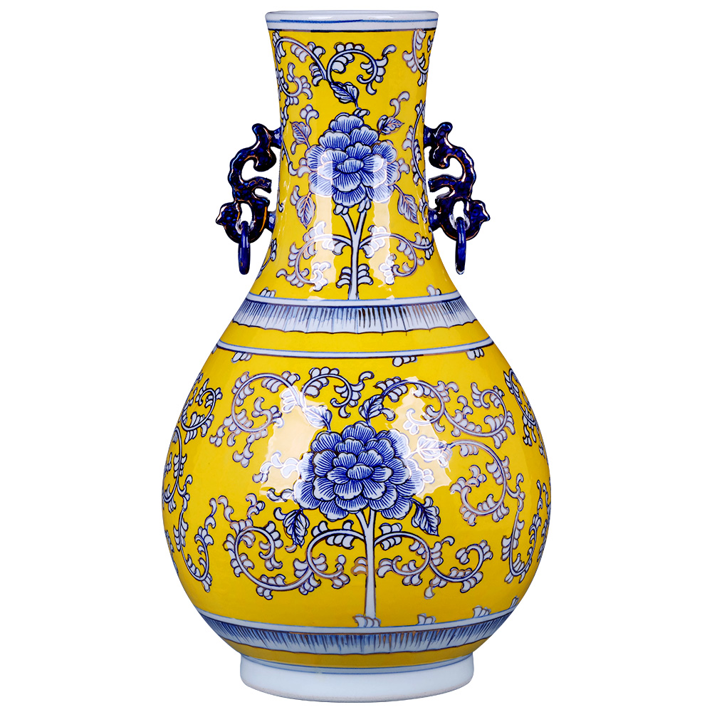 Jingdezhen ceramic vase imitation the qing yongzheng sitting room blue and white lotus flower vases study rich ancient frame decorative furnishing articles