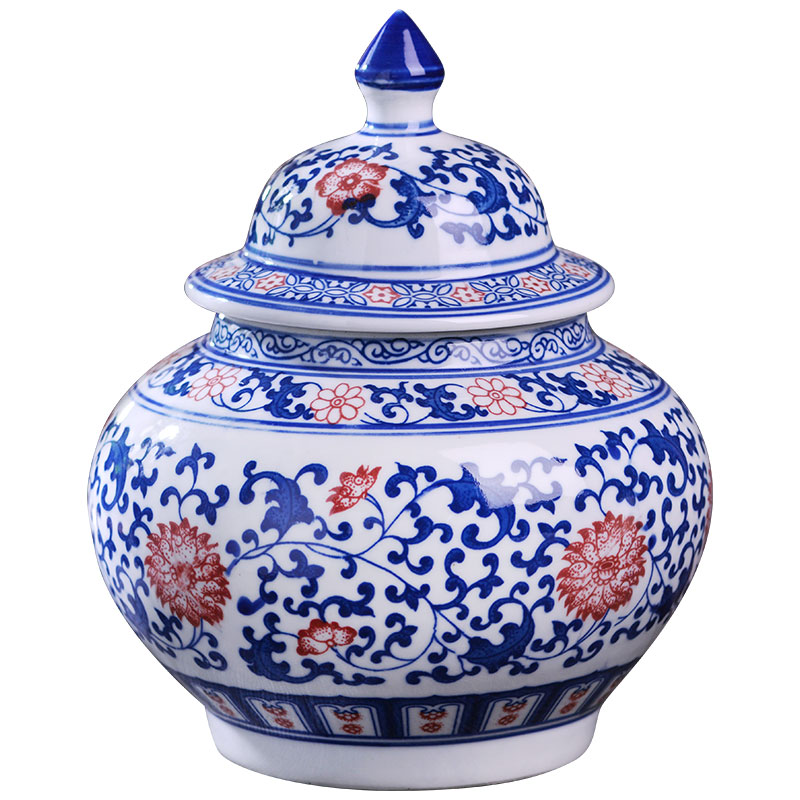 Canister of snacks of jingdezhen ceramics storage jar with cover seal household ceramic POTS awake trumpet the receive tea boxes