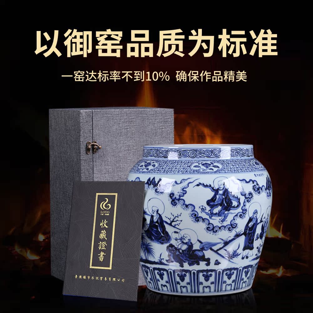 Jingdezhen ceramic aquarium place large flower pot imitation Ming xuande is blue and white porcelain of the big Chinese courtyard sitting room adornment