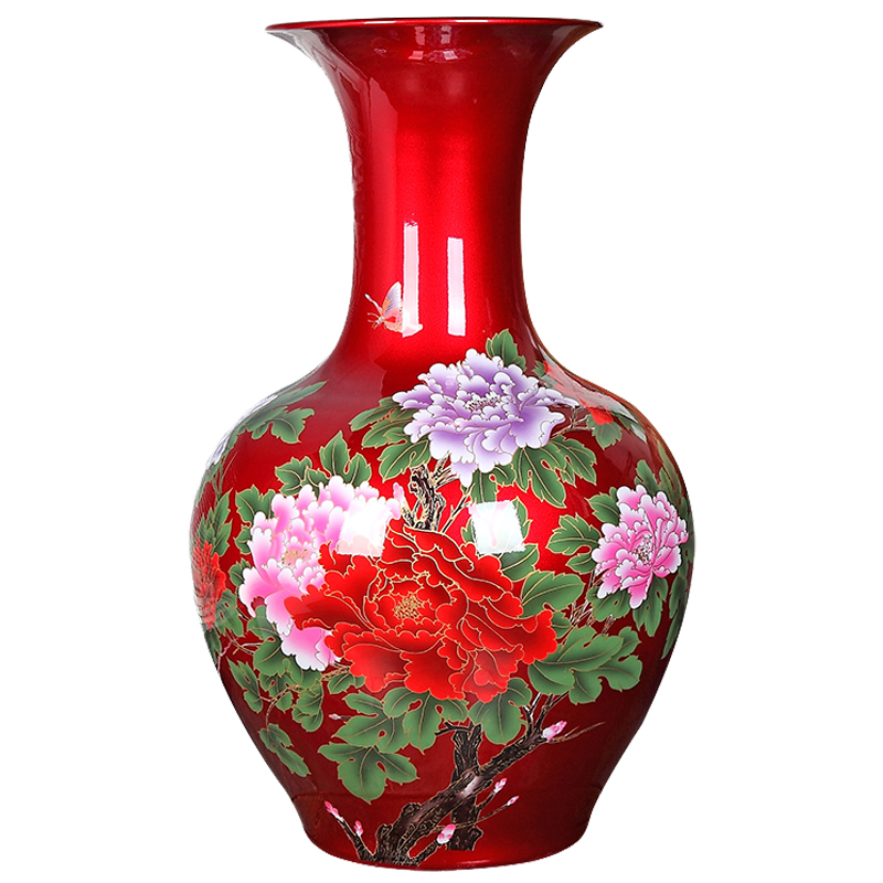 Jingdezhen furnishing articles of new Chinese style of large vase peony design flower home sitting room hotel decoration process