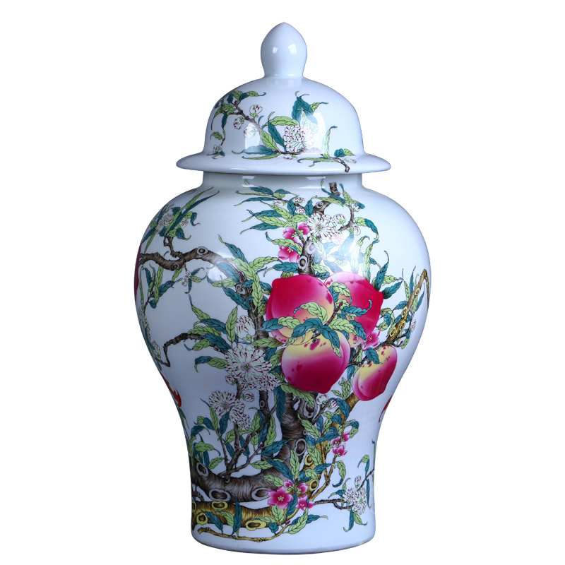 Jingdezhen ceramics vase archaize pastel peach general tank storage tank is the modern handicraft decorative furnishing articles