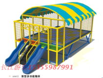 Trampoline with guardrail Square round Bounce trampoline playground with slide trampoline toddler jumping