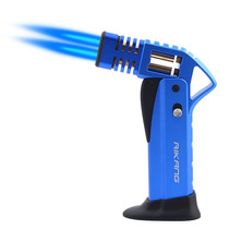 Metal body zinc alloy extended hollow copper pipe head double fire welding gun large fire double straight punch welding gun lighter