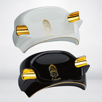 Lubinski Lubinski creative European art arch bridge metal double groove non-slip ceramic cigar ashtray