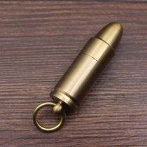 Military fans outdoor bronze gold mini short bullet arc model kerosene lighter keychain pendant gift
