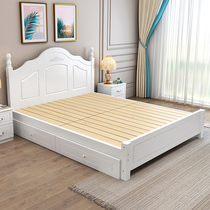 Solid wood bed Modern simple 1 8 meters European-style double bed rental room 1 5 meters light luxury master bedroom Princess single bed