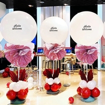 White 36-inch big ball column stainless steel telescopic rod floating air balloon festival mall store activity decoration decoration