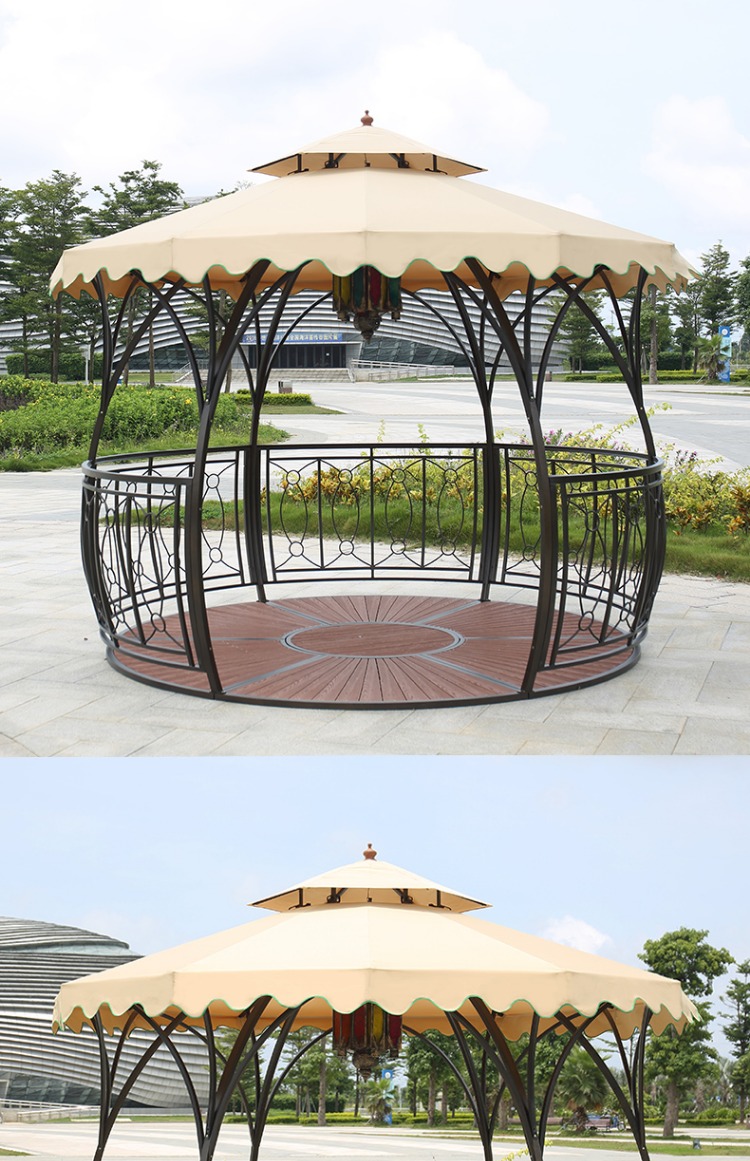 户外亭子凉亭室外木屋凉亭欧式铁艺凉亭圆形豪华帐篷别墅移动凉亭