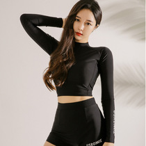 Swimwear women Summer Korea ins Conservative long sleeve high neck flat corner sunscreen split sports high waist diving suit swimsuit