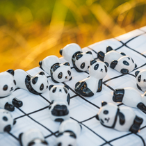 zakka ceramic panda chopsticks rack crafts ceramic home furnishings black and white panda chopsticks ornament Pen Holder