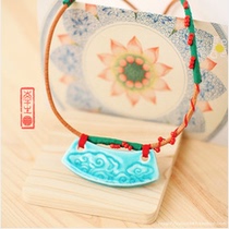 Ceramic 1987 Jingdezhen ceramic necklace ceramic pendant collection sweater chain pendant to send girlfriend hanging