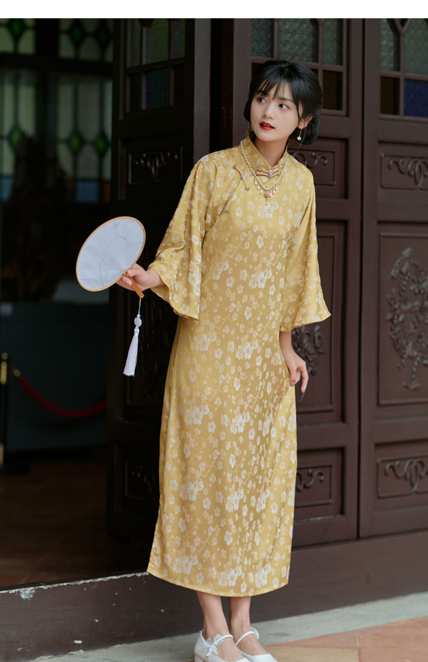 实拍 夏季两色提花倒大袖斜襟复古宽松旗袍长款 标价 40元以上 - 17网