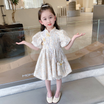 Girls broken floral dress with dress in summer clothes Korean teas baby princess dresses 2022 new qipao Summer childrens