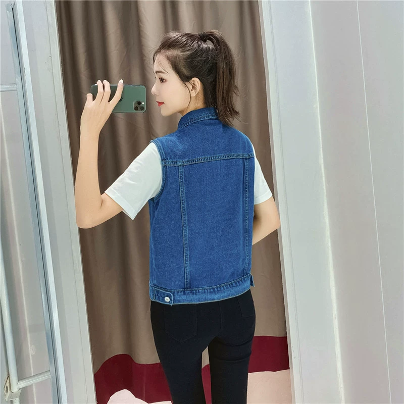 Mùa hè mới phong cách mới áo ghi lê denim mỏng của phụ nữ không tay áo trên cùng quần áo vest vest áo khoác ngắn kích thước lớn - Áo vest