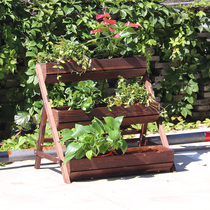 Flower shelf living room floor-standing modern simple shelf indoor multi-layer solid wood balcony flower stand anticorrosive flower pot