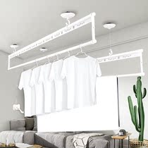 Black hand lift drying rack balcony indoor manual telescopic double pole type three pole four pole household clothes quilt pole