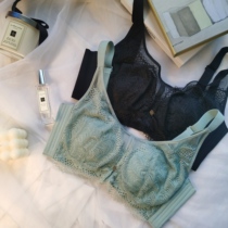 Large breasted small latex cup ultra-thin bra flower lace soft steel ring comfortable to gather to rub chest breathing underwear