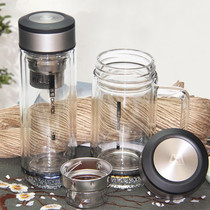 New Gold Force Double Layer Heat Resistant Thickened Bottom Water Glass Cup Business Office Cup Men And Women Teacup Students Water Cup