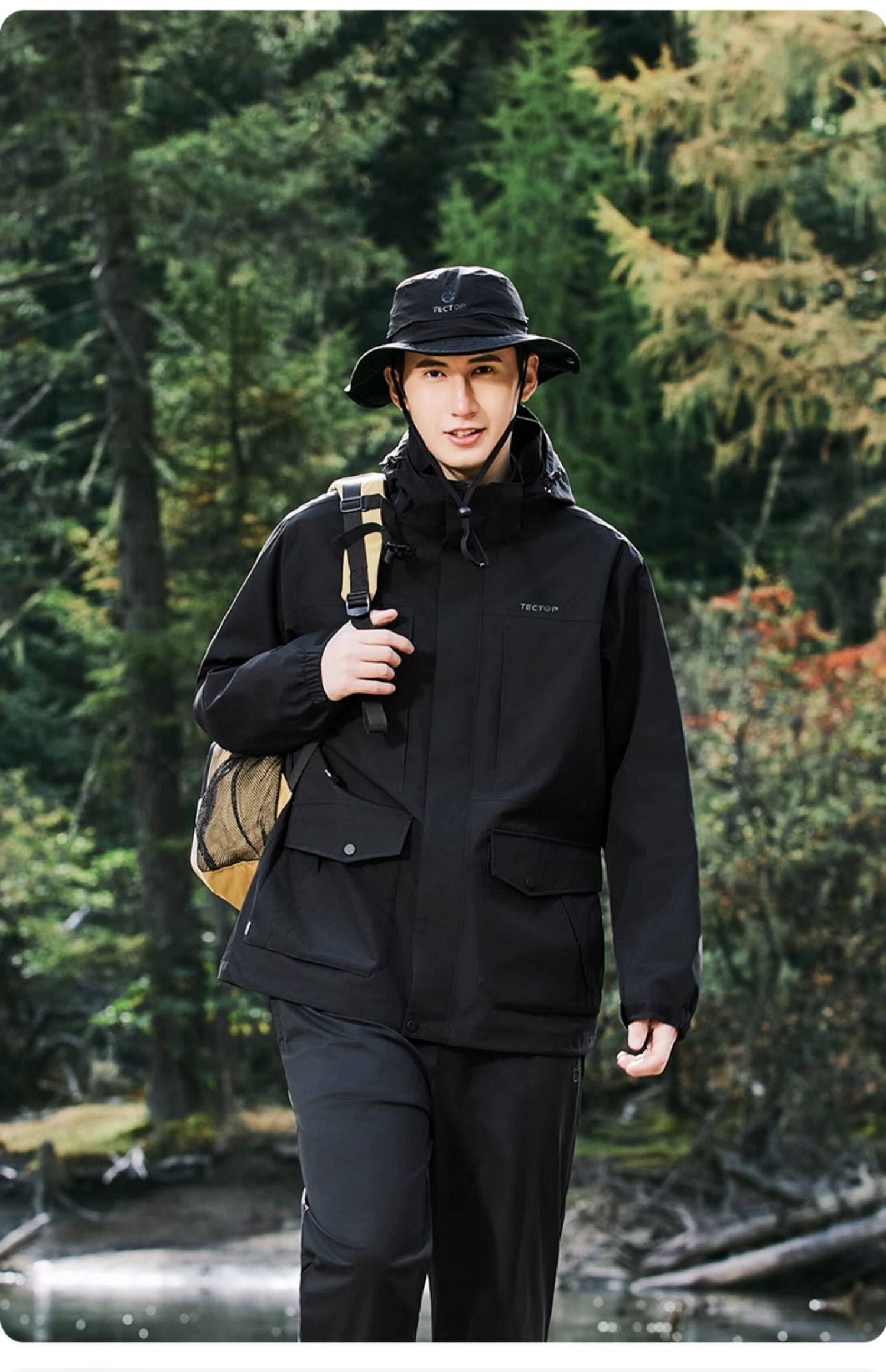 tectop探拓户外单层冲锋衣男女防风防水旅行外套登山服宽松工装风