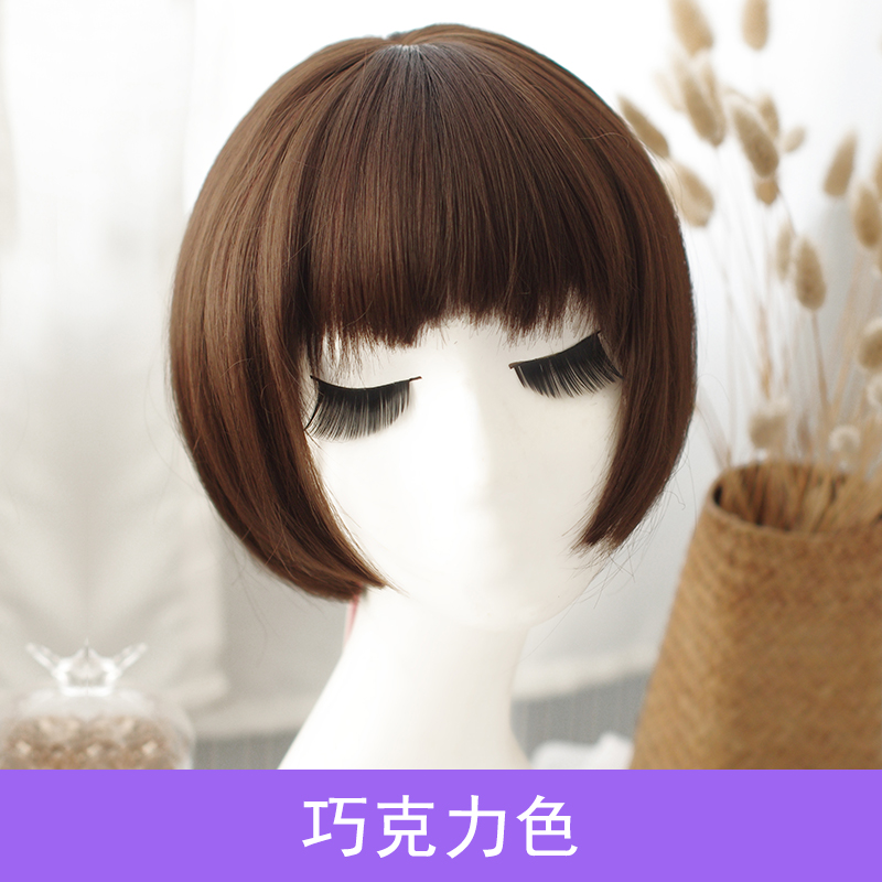 images 2:Dog nibbling Liu Hai wig short hair bobo head trimming face fluffy natural reality Korean version of black students short straight hair images 2:Dog nibbling Liu Hai wig short hair bobo head trimming face fluffy natural reality Korean version of black students short straight hair
