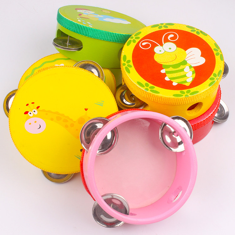 幼儿舞蹈手铃鼓 卡通手拍鼓 摇铃/铃鼓 木制乐器幼儿园宝宝玩具