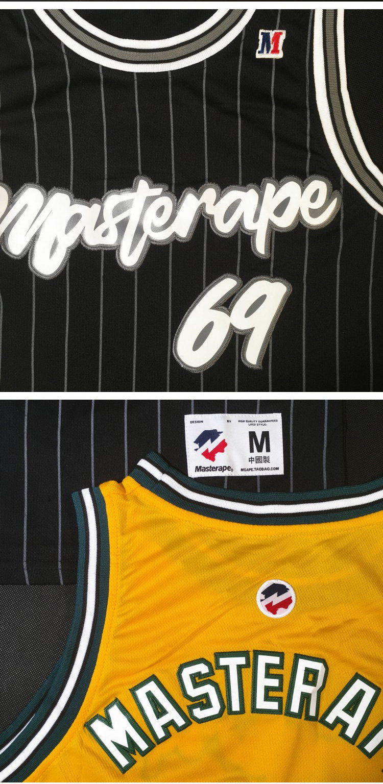 masterape新款美式69球衣篮球背心nba复古刺绣球衣新面料