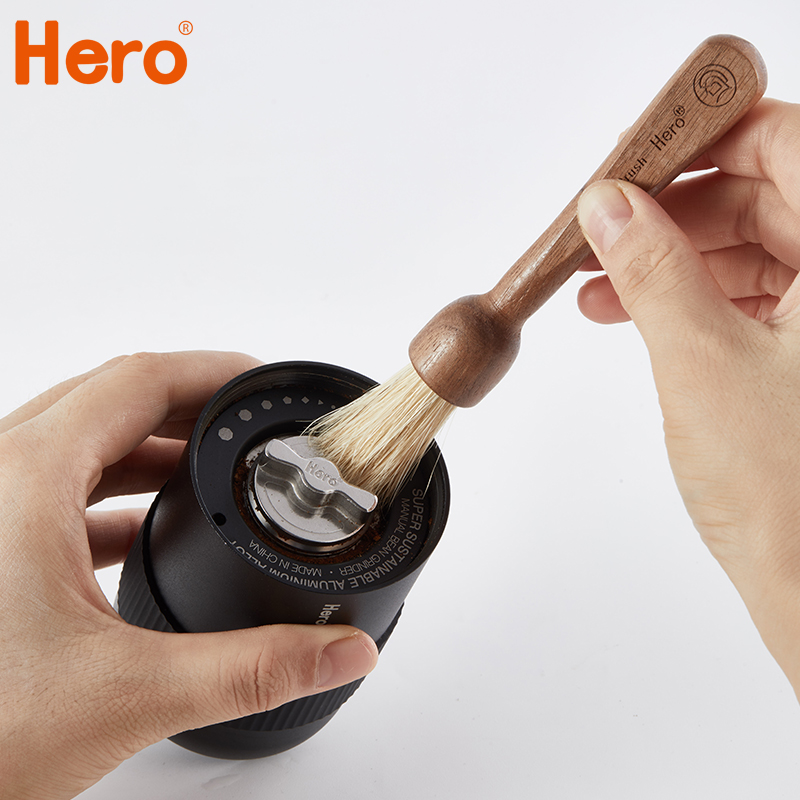 hero cleaning brush wood coffee powder cleaning brush coffee machine bean grinder cleaning brush gourd handle