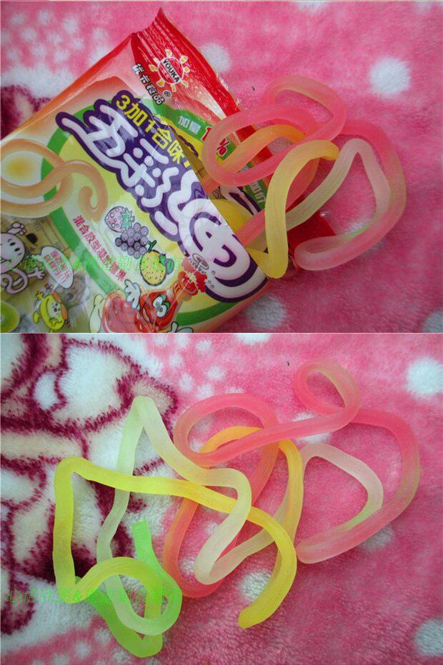 优卡五彩绳软糖16克凝胶糖果经典怀旧零食儿童趣味跳绳糖满39包邮