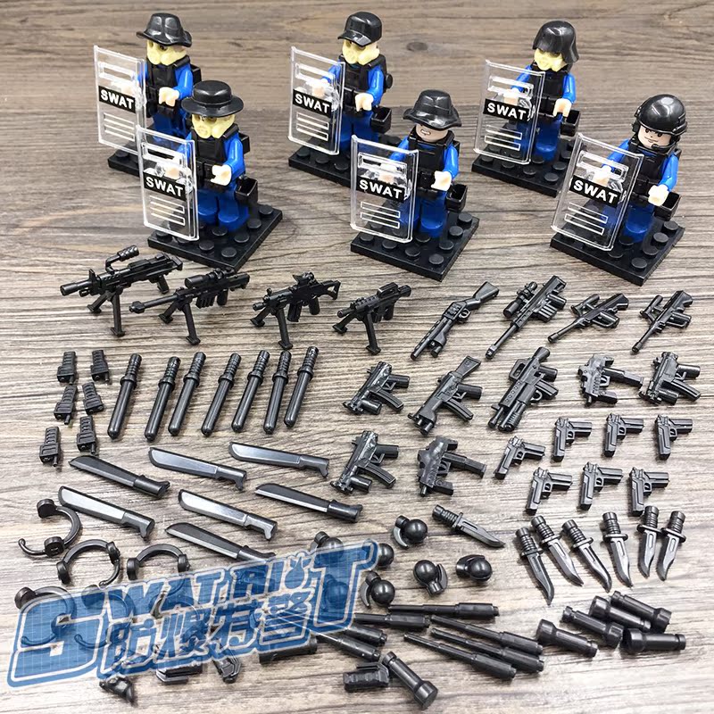军事小人仔二战兼容乐高幻影忍者武器警察人偶拼装积木枪兵人玩具