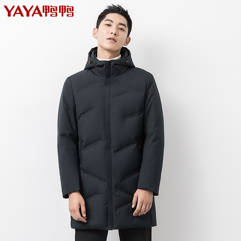 鸭鸭羽绒服男中长款2020年冬季新品韩版修身潮流帅气保暖冬装外套