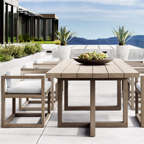 High-end outdoor teak tables and chairs villa garden antiseptic wood long dining table hotel furniture outdoor garden solid wood tables and chairs