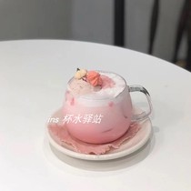 ins Net red coffee cup Hanfeng cute milk cup milk cup matcha tea dessert Cup latte cup heat-resistant glass