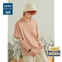Lee mall with the same 21 summer new standard edition smoke pink printing mens short-sleeved T-shirt tide LMT001474