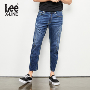 Lee男装2018春夏X-line深蓝色九分牛仔裤LMZ7553HN8NY