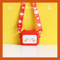 Japanese lucky cat cute small square bag crossbody shoulder cartoon silicone small bag Joker student card lipstick envelope
