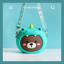 ins autumn and winter cute mobile phone bag cartoon dinosaur silicone large capacity crossbody shoulder bag chain student wild woman