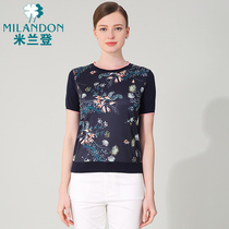 Miranda middle-aged mothers round-neck printed T-shirt short-sleeved womens 2021 spring and summer versatile t-shirt womens craft shirt